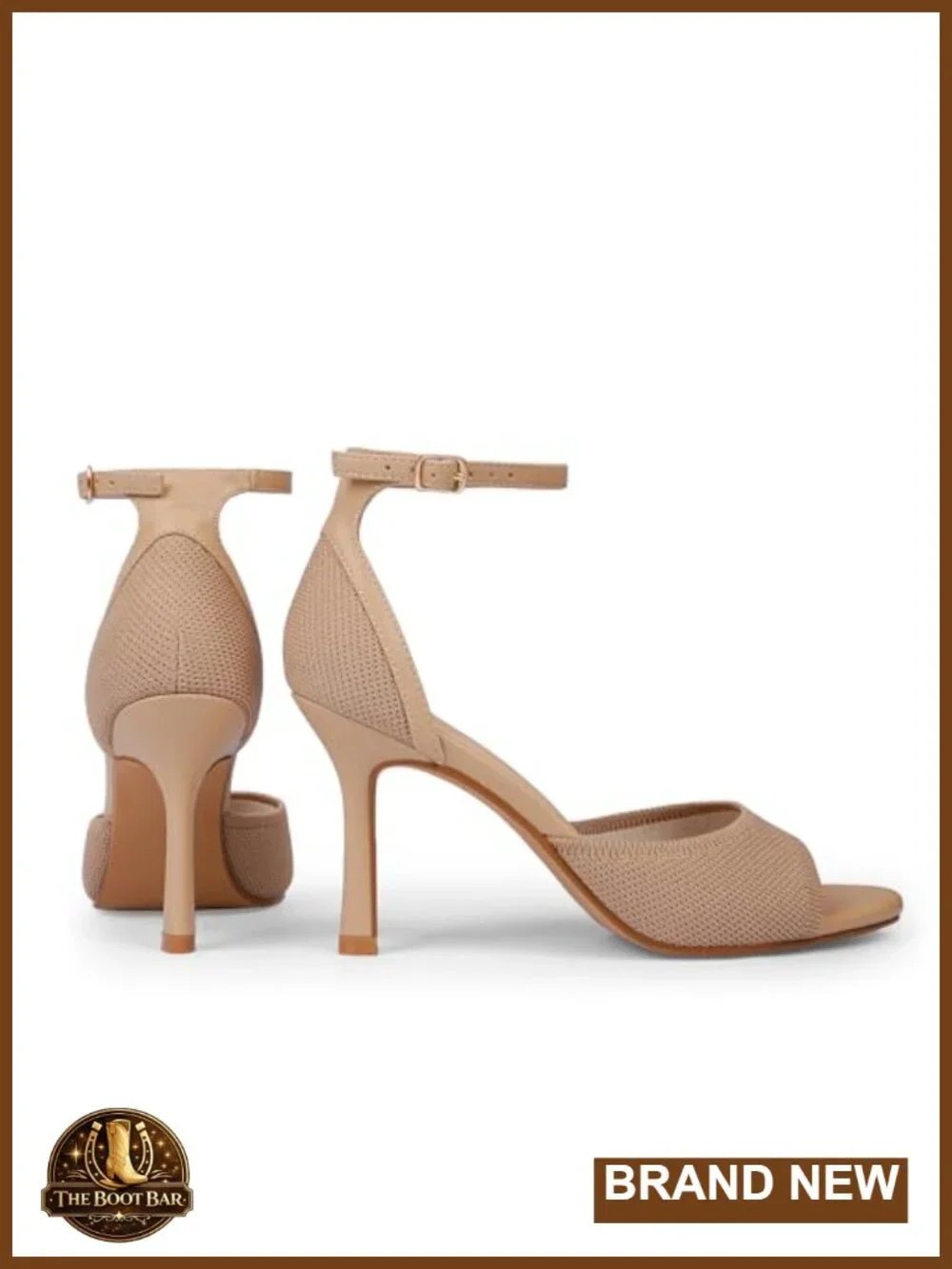 Women's Stiletto Heels Ankle Strap Open Toe Heeled Sandals 3.5 Inch Knit Memory